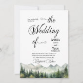 Invitation Tout en Un Élégant Code QR de Calligraphie Mariage (Devant)