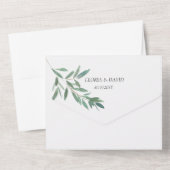 Invitation Tout En Un Élégant code QR de feuillage vert (Verso)