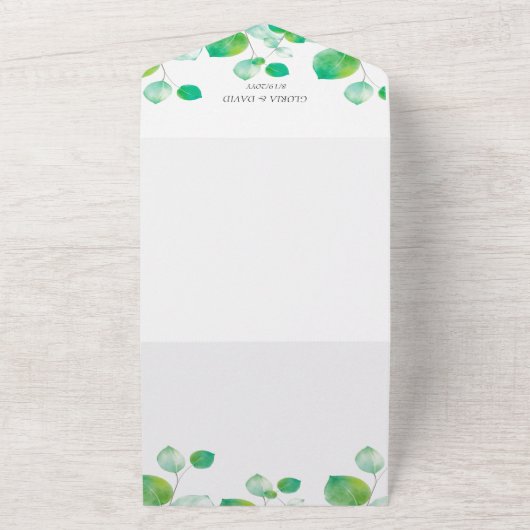 Invitation Tout En Un Élégant code QR de feuillage vert (Dehors)