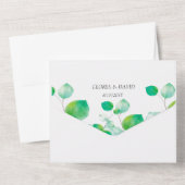 Invitation Tout En Un Élégant code QR de feuillage vert (Verso)