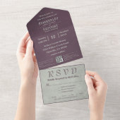 Invitation Tout En Un Élégant Code QR gris Sage Eggplant Automne (Déchirure)