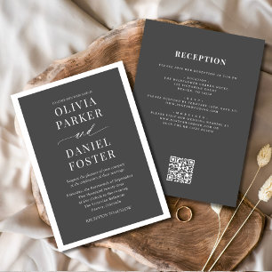 Invitation Tout en un élégant code QR minimaliste Mariage