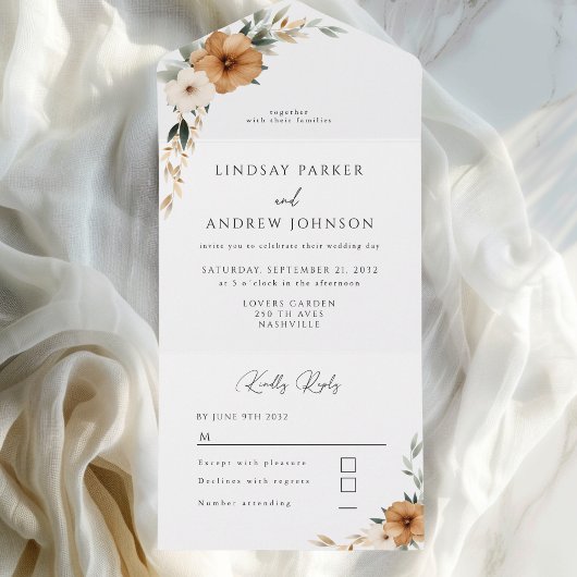 Invitation Tout En Un Elegant Copper & Earthy Botanical Wedding 