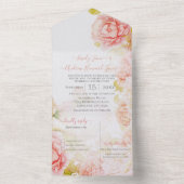 Invitation Tout En Un Elégant corail rose Secret Rose Jardin Mariage (À l'intérieur)