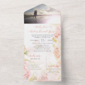 Invitation Tout En Un Elégant corail rose Secret Rose Jardin Mariage (À l'intérieur)