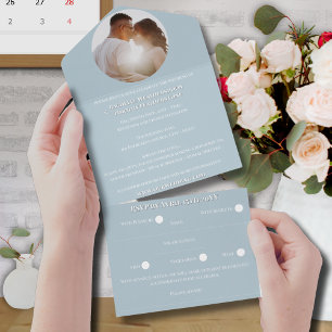 Invitation Tout En Un Élégant couleur romantique Photo Monogramme Mariag