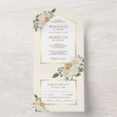 Invitation Tout En Un Elegant Cream and Gold Ivory Floral Wedding (À l'intérieur)