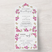Invitation Tout En Un Élégant Délicat Orchidées Violettes Bohème Botaniq (À l'intérieur)
