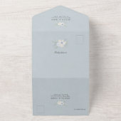 Invitation Tout En Un Elegant Dusty Blue Floral Wedding (Dehors)