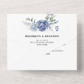 Invitation Tout En Un Élégant Dusty Blue Greenery Fournitures Mariages (Verso)