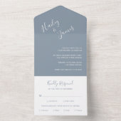 Invitation Tout En Un Elégant Dusty Blue Mariage moderne (À l'intérieur)