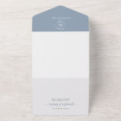 Invitation Tout En Un Elégant Dusty Blue Monogram QR Code Mariage photo (Dehors)