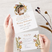 Invitation Tout En Un Elégant Dusty Brown Autumn Foliage Mariage de auto