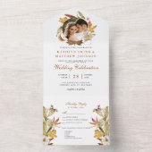 Invitation Tout En Un Elégant Dusty Brown Autumn Foliage Mariage de auto (À l'intérieur)