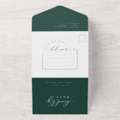 Invitation Tout En Un Élégant Emerald Green Minimal Arch QR Code photo (Dehors)