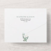 Invitation Tout En Un Elégant Eucalyptus Gold Greenery QR Code Mariage (Verso)