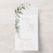 Invitation Tout En Un Elégant Eucalyptus Les deux parents Mariage (À l'intérieur)