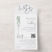Invitation Tout En Un Elégant Eucalyptus Nous faisons QR Code Mariage (À l'intérieur)