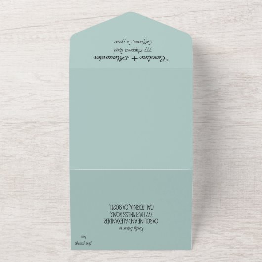 Invitation Tout En Un Elégant Eucalyptus Script moderne RSVP QR Code (Dehors)