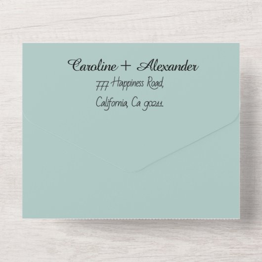 Invitation Tout En Un Elégant Eucalyptus Script moderne RSVP QR Code (Verso)