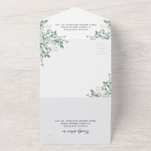 Invitation Tout En Un Elégant Eucalyptus Vert vert Rustique Mariage (Dehors)