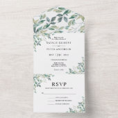 Invitation Tout En Un Elégant Eucalyptus Vert vert Rustique Mariage (À l'intérieur)