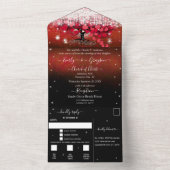 Invitation Tout En Un Élégant Fairy Lights Red Heart Leaf Tree Mariage A (À l'intérieur)