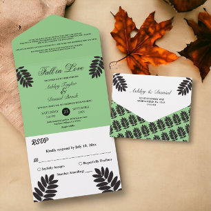 Invitation Tout En Un Elegant Fall in Love Rustic Sage Green Mariage
