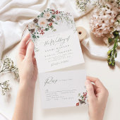Invitation Tout En Un Elegant Festive Floral Holiday Winter Wedding