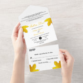 Invitation Tout En Un Élégant Feuilles d'or rustique automne Mariage flo (Déchirure)