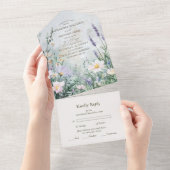 Invitation Tout En Un Élégant Fleur sauvage Meadow Blush Pink Mariage (Déchirure)