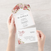 Invitation Tout En Un Élégant Fleur sauvage rustique en terre cuite Blus (Déchirure)