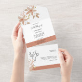 Invitation Tout En Un Elégant Fleurs d'Aquarelle en terre cuite (Déchirure)