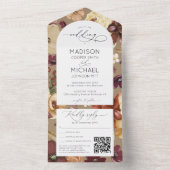 Invitation Tout En Un Élégant Fleurs sauvages de automne Floral QR Maria (À l'intérieur)