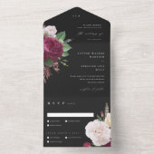 Invitation Tout En Un Élégant Floral Avec Mariage Foliage (À l'intérieur)