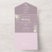 Invitation Tout En Un Élégant Floral Doux Violet Lilac Tout En Un Invita (À l'intérieur)