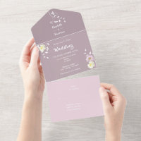 Élégant Floral Doux Violet Lilac Tout En Un Invita