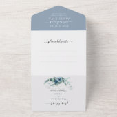 Invitation Tout En Un Elégant Floral Dusty Blue Photo Rsvp Mariage Tout (Dehors)