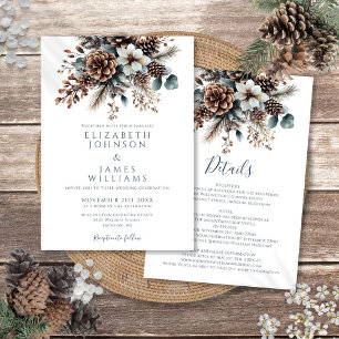Invitation Tout en un élégant floral hivernal de cône de pin