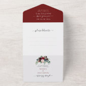 Invitation Tout En Un Elégant Floral Navy Bleu Bourgogne Rouge Mariage T (Dehors)