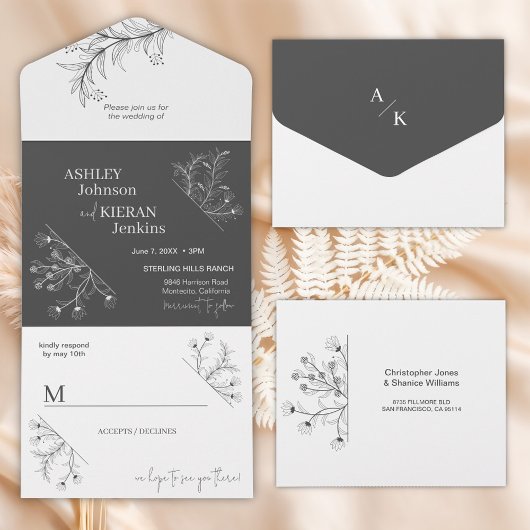 Invitation Tout En Un Elegant Floral Wedding