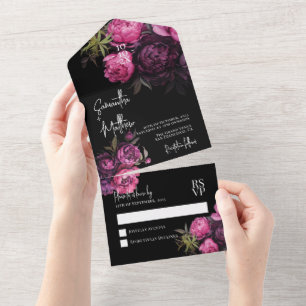 Invitation Tout En Un Élégant Floraux modernes Moody Mariage