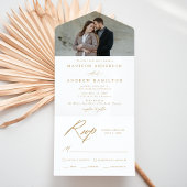 Invitation Tout En Un Elegant Gold Calligraphy Mariage photo