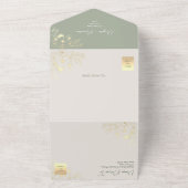 Invitation Tout En Un Elégant Gold Greenery Sage Mariage (Dehors)