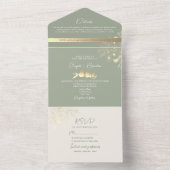 Invitation Tout En Un Elégant Gold Greenery Sage Mariage (À l'intérieur)