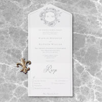 Elegant Grey Chinoiserie Bird Crest Mariage Dîner