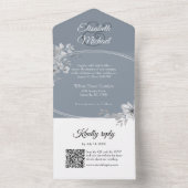 Invitation Tout En Un Elégant gris QR Code Monogramme Mariage RSVP (À l'intérieur)