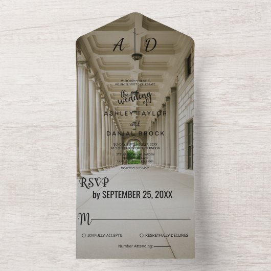 Invitation Tout En Un Elégant hall d'accueil Mariage All In One (À l'intérieur)