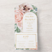 Invitation Tout En Un Elégant Jardin Floral Blush | Sceller Et Envoyer (À l'intérieur)