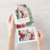 Invitation Tout En Un Elégant Joyeux Noël Botanique Arc Photo (Déchirure)